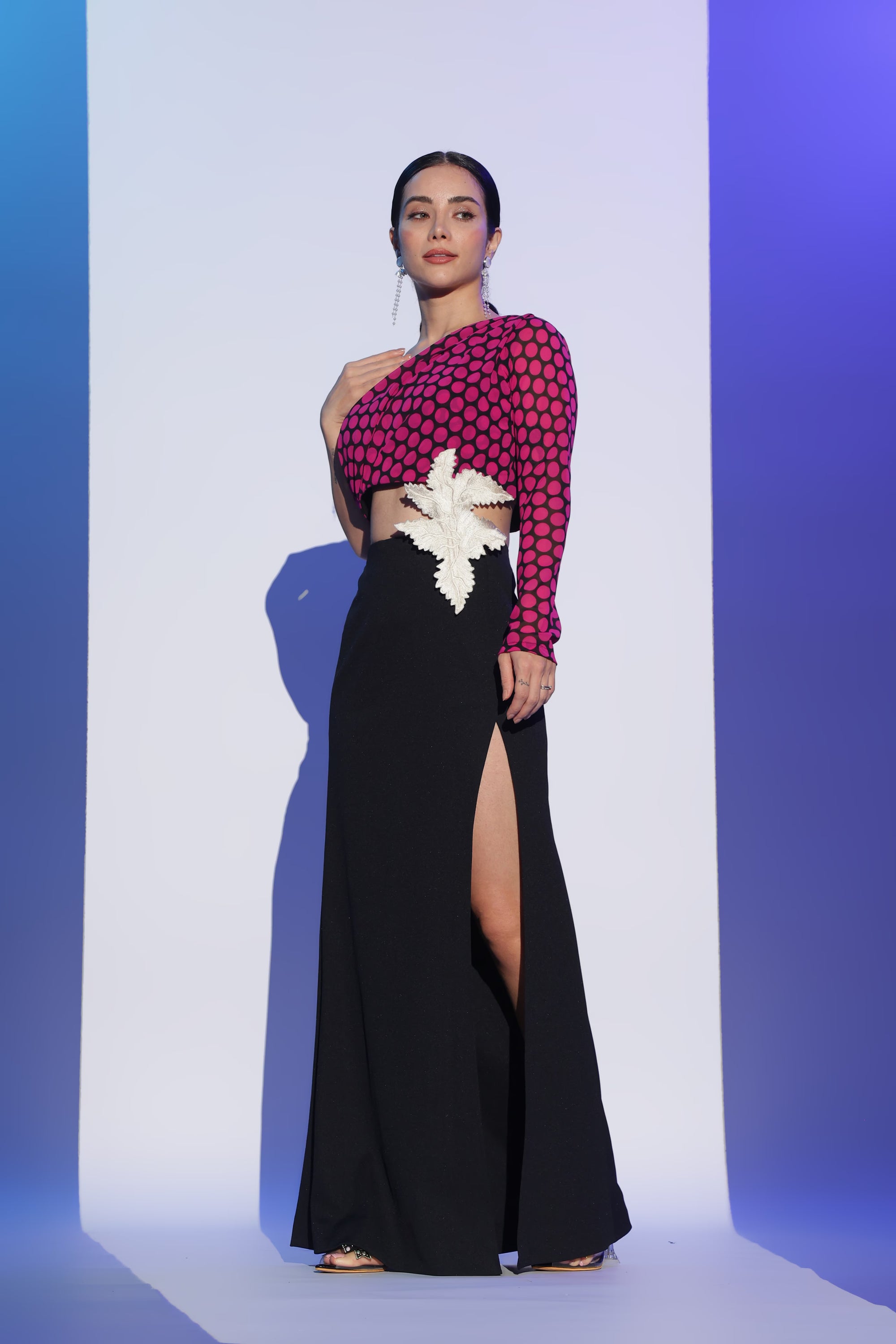 Hot Pink and Black Cut-Out Gown
