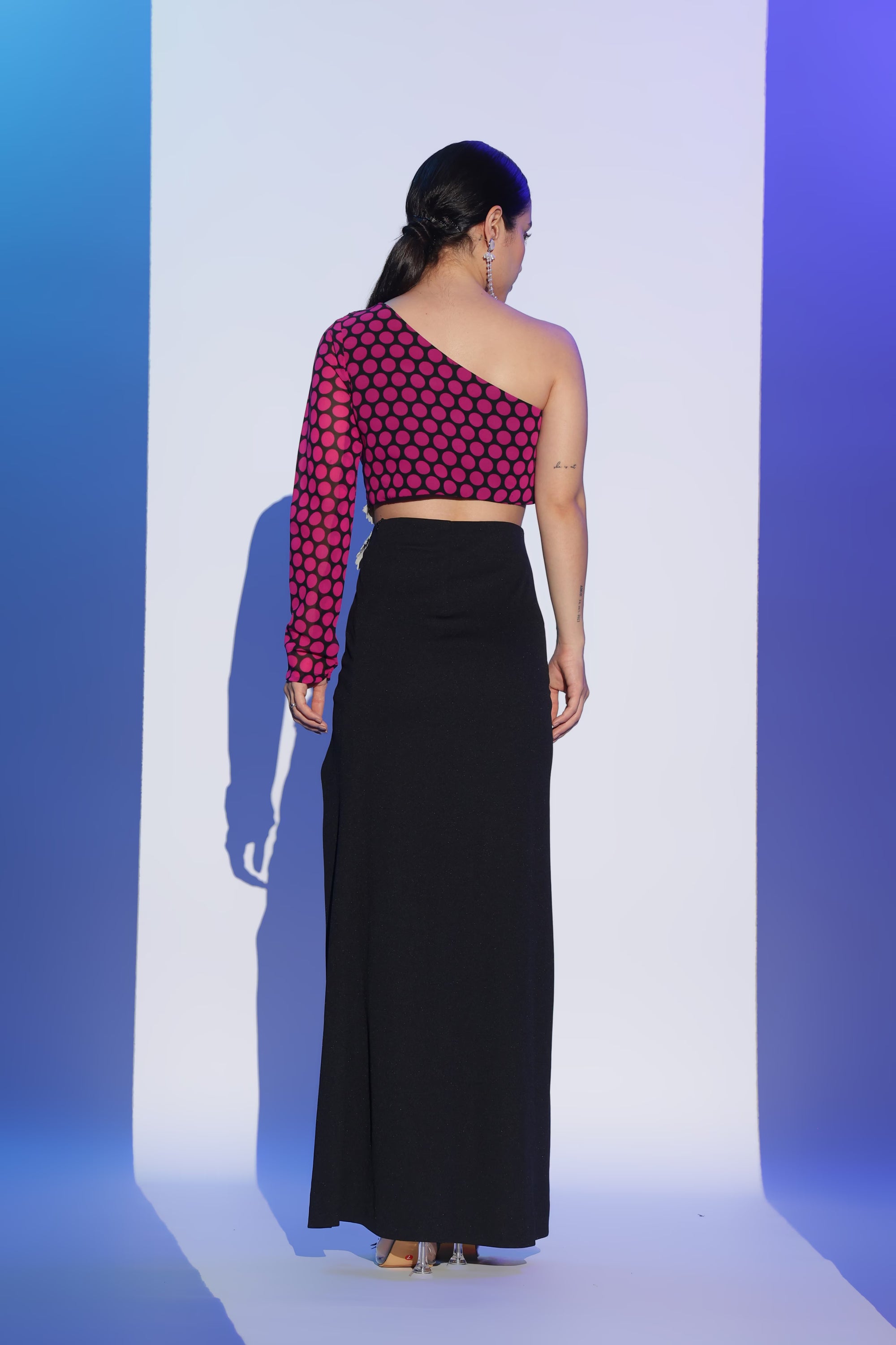 Hot Pink and Black Cut-Out Gown