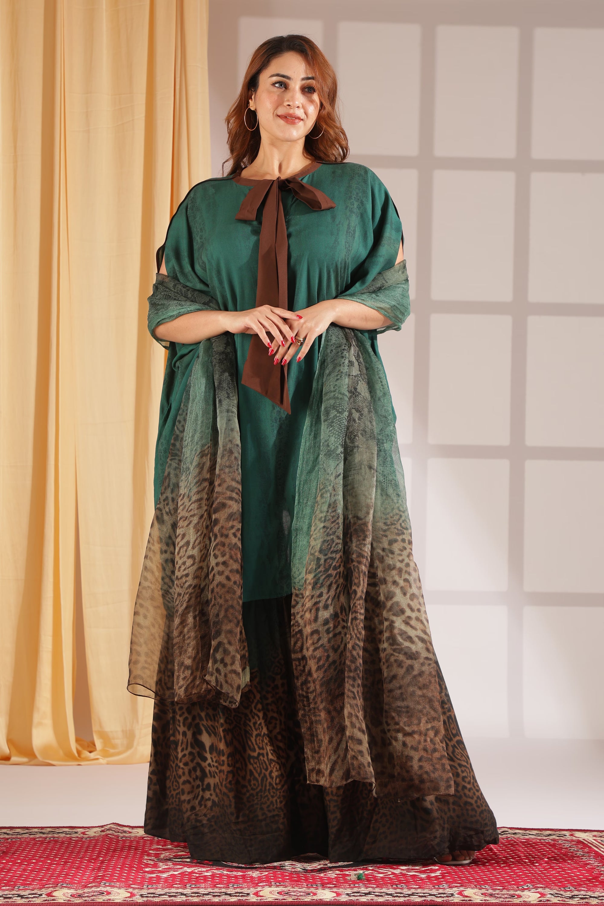 Forest-Inspired Layered Kaftan Set