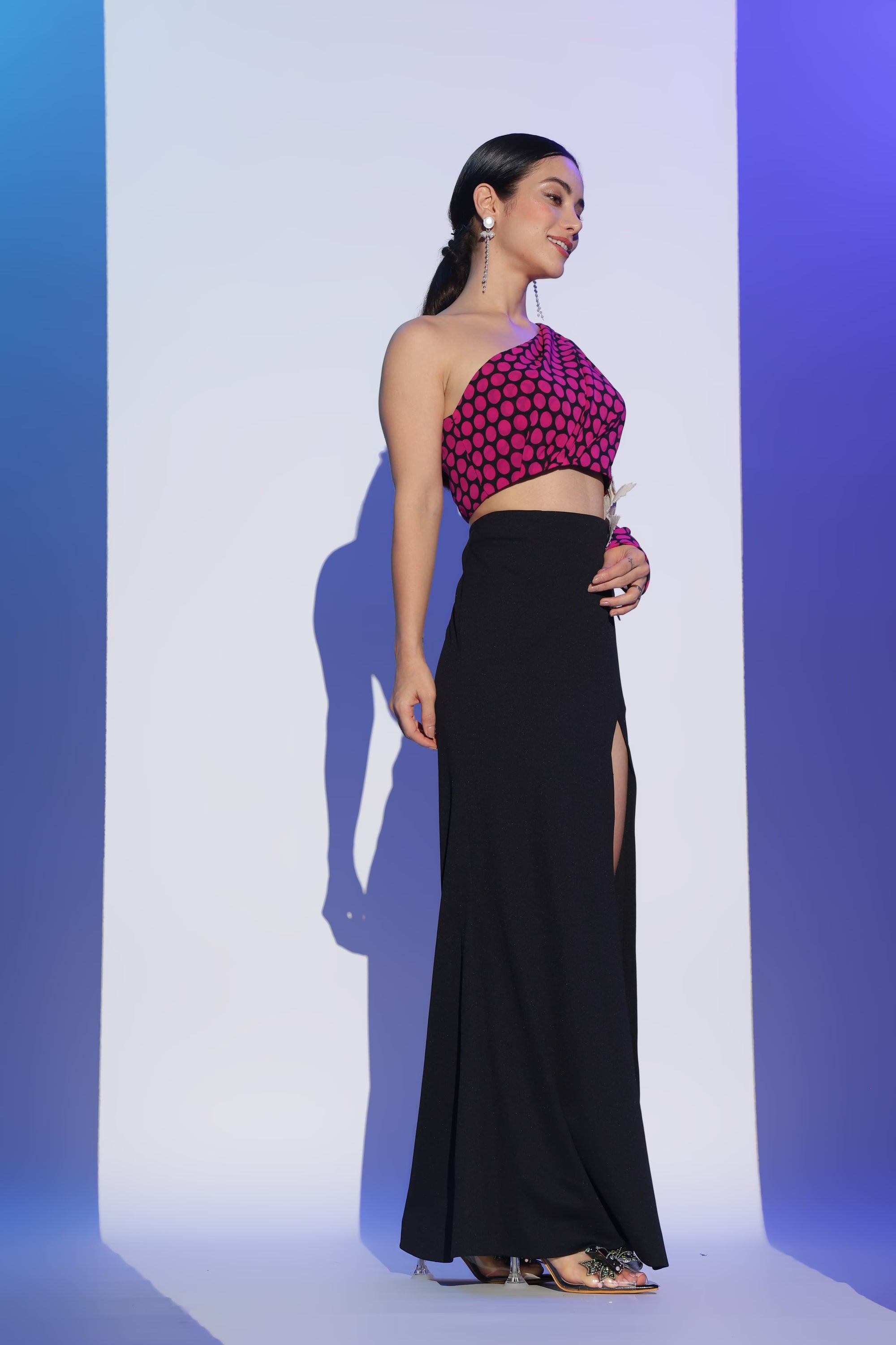 Hot Pink and Black Cut-Out Gown