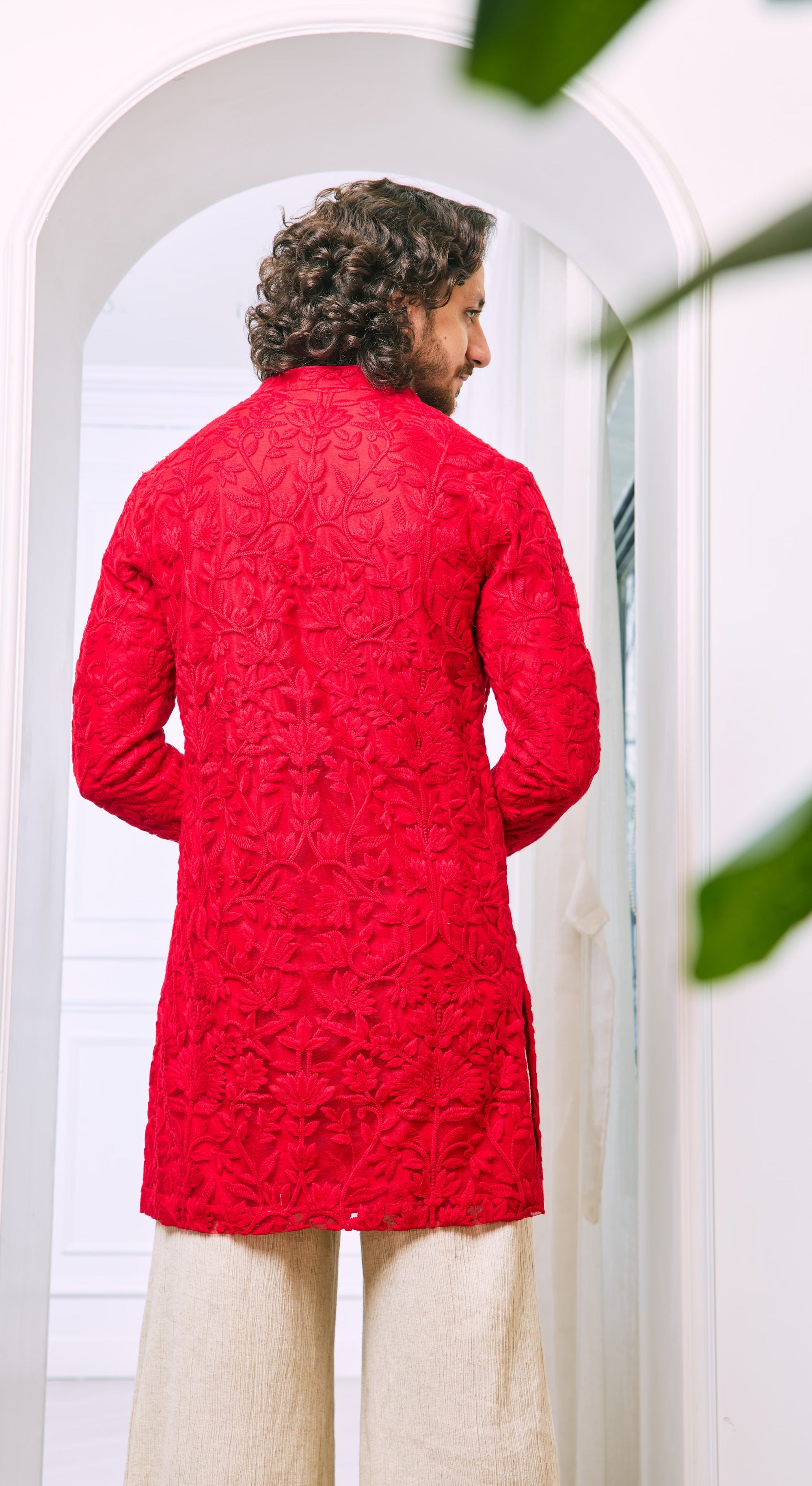 Crimson Embroidered Kurta Palazzo Set
