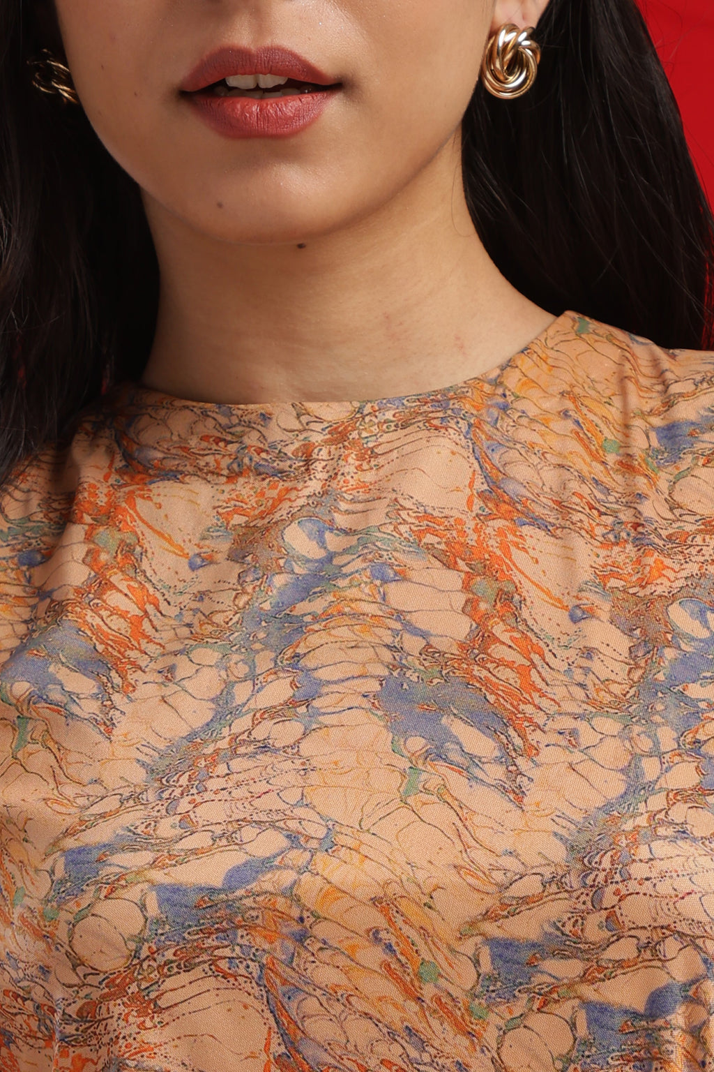 Amber Orange Ruffle Cascade Dress