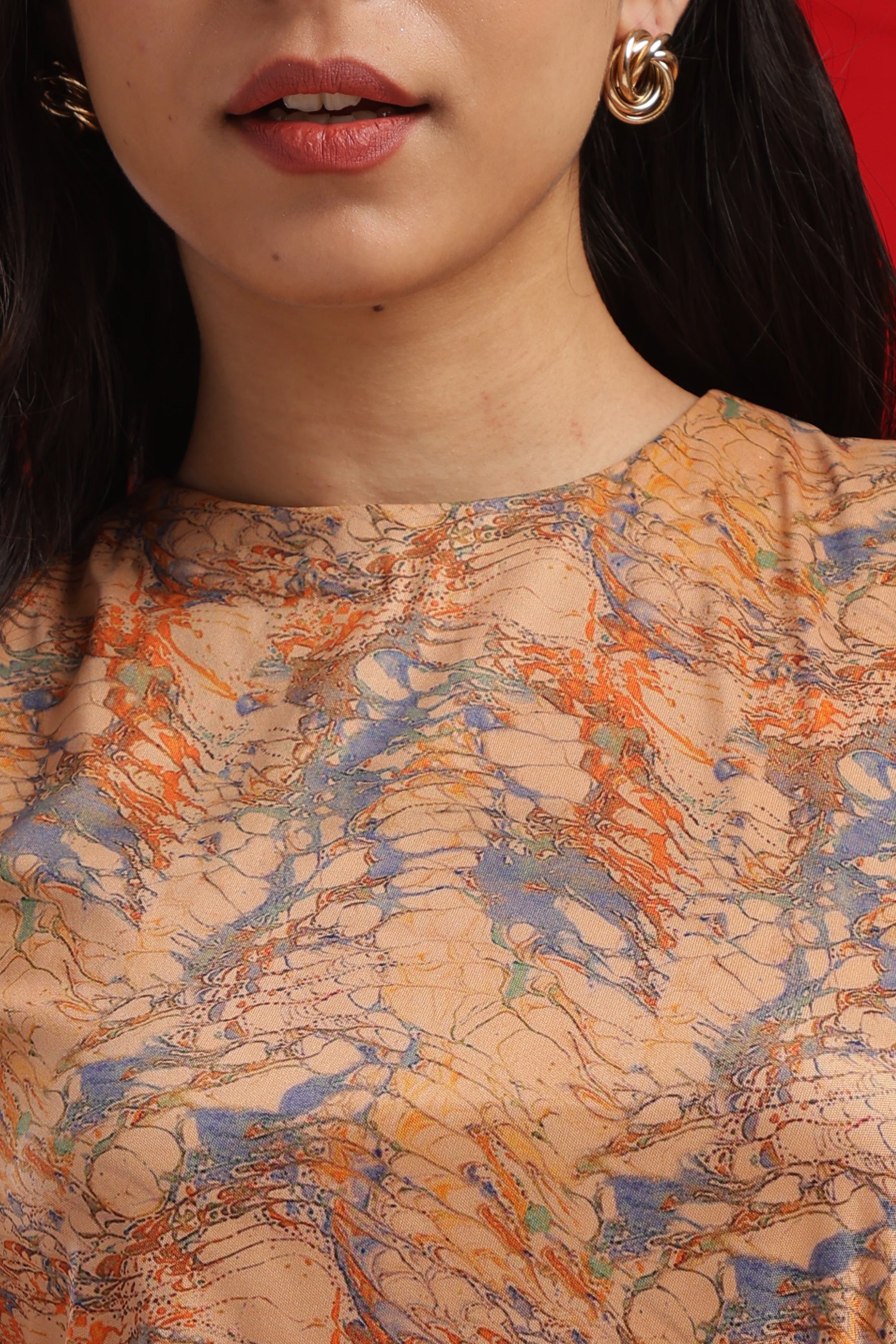 Amber Orange Ruffle Cascade Dress