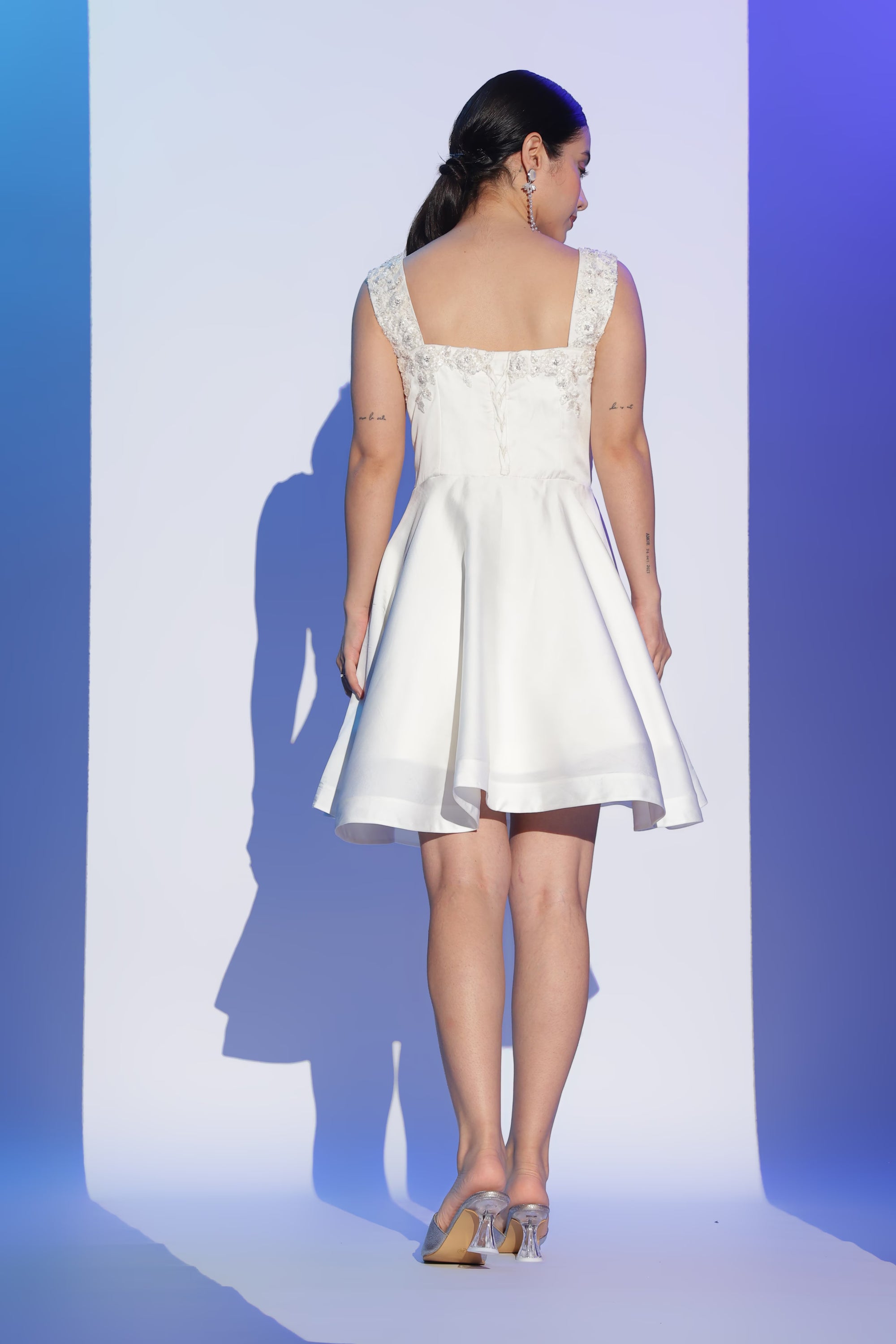 White Bustier Skater Dress