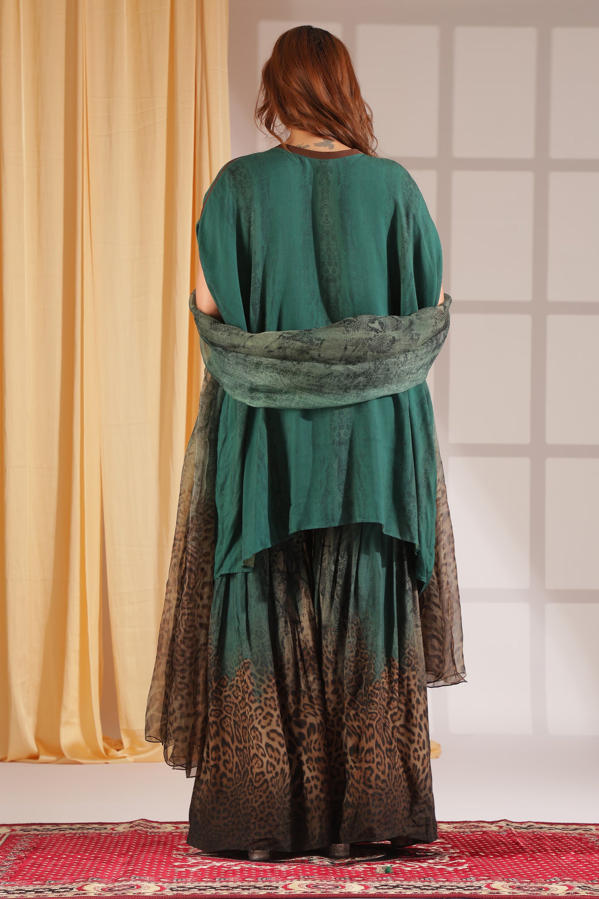 Forest-Inspired Layered Kaftan Set
