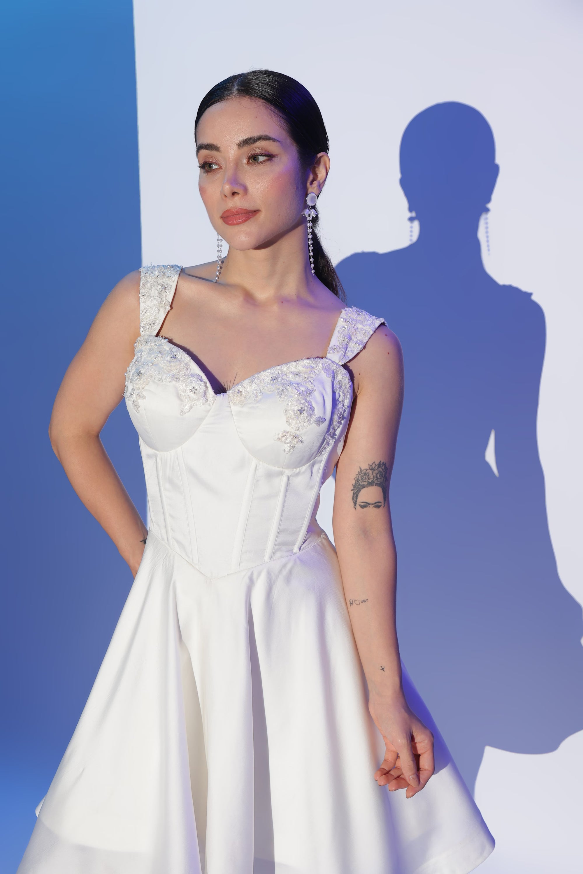 White Bustier Skater Dress