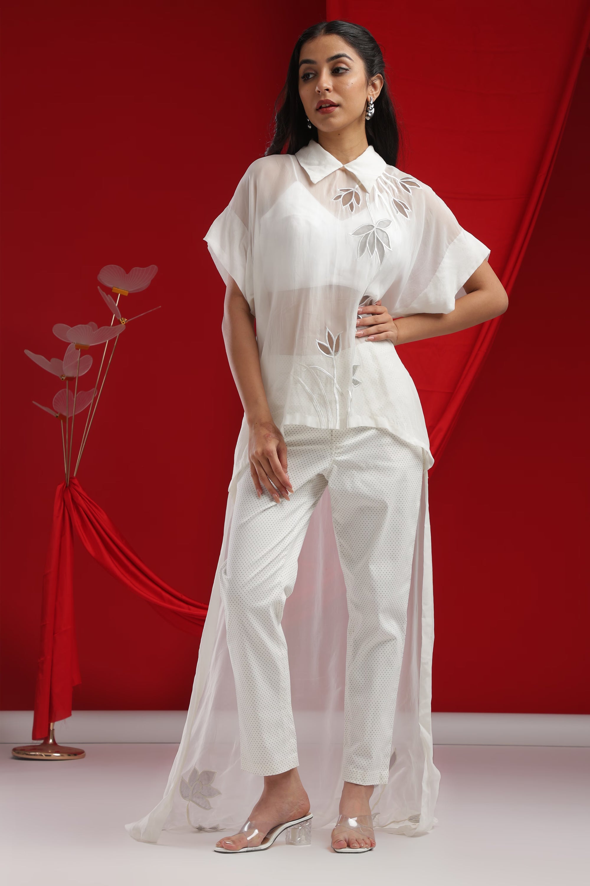 Ivory Botanical Sheer Overlay Set