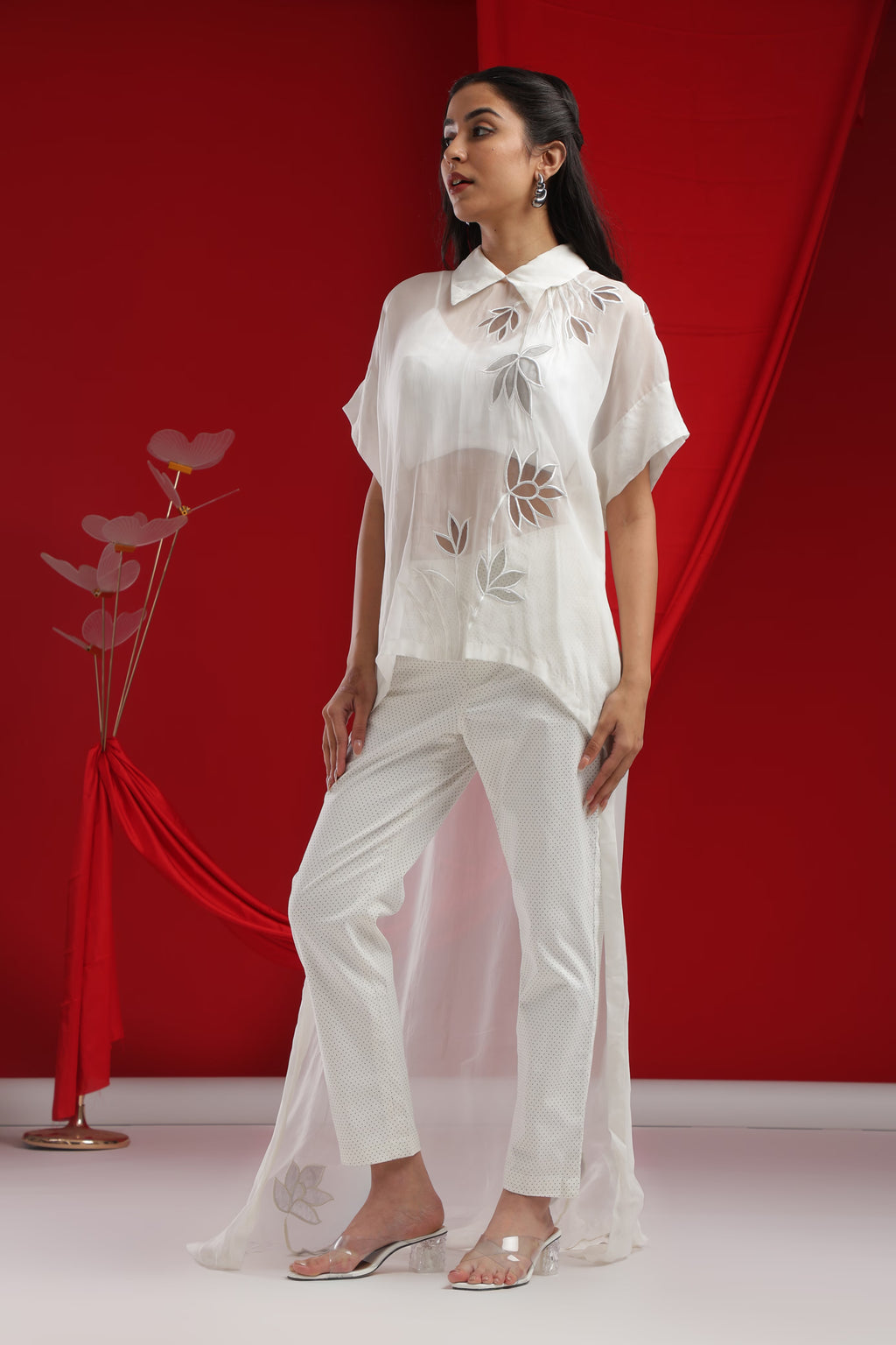 Ivory Botanical Sheer Overlay Set