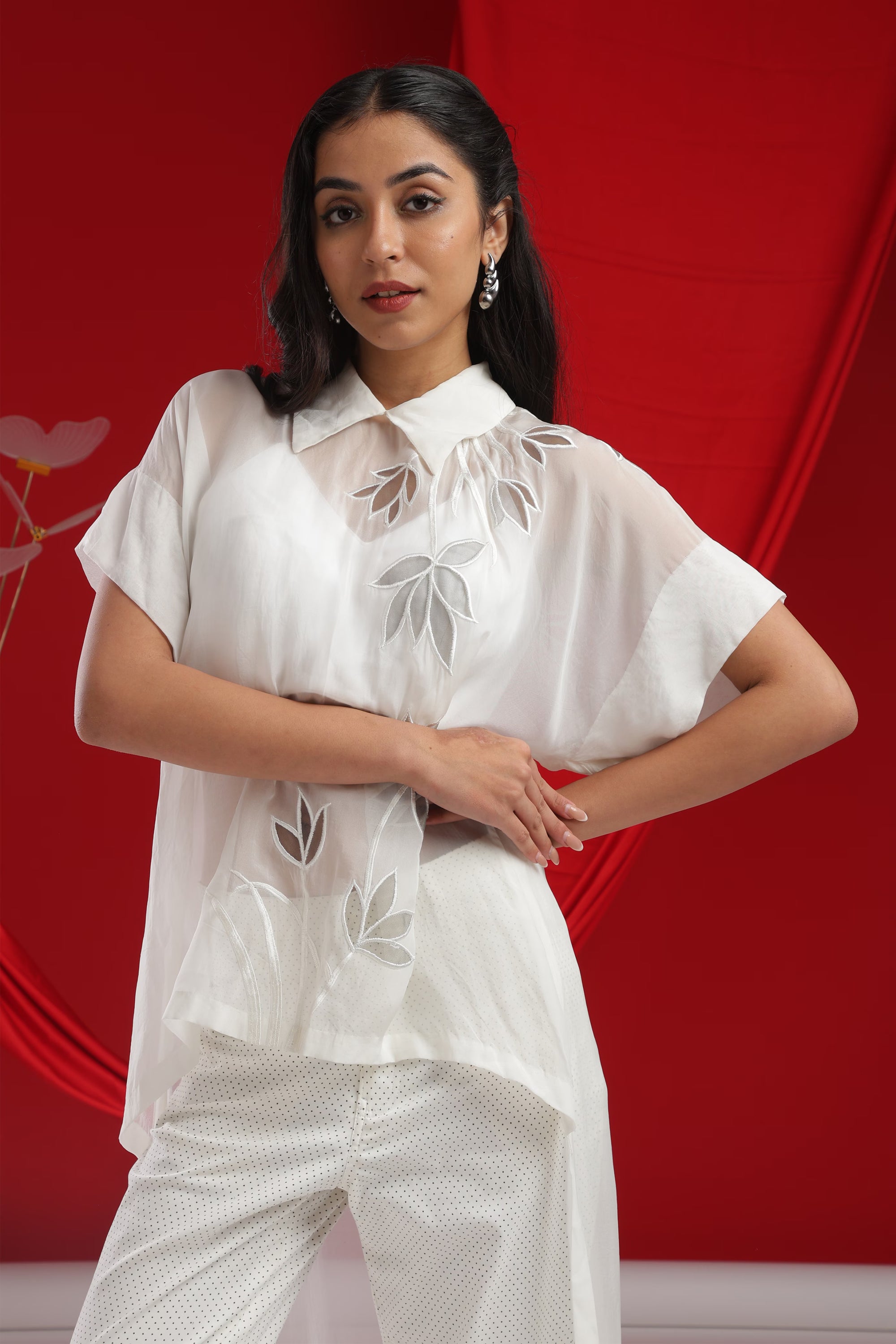 Ivory Botanical Sheer Overlay Set