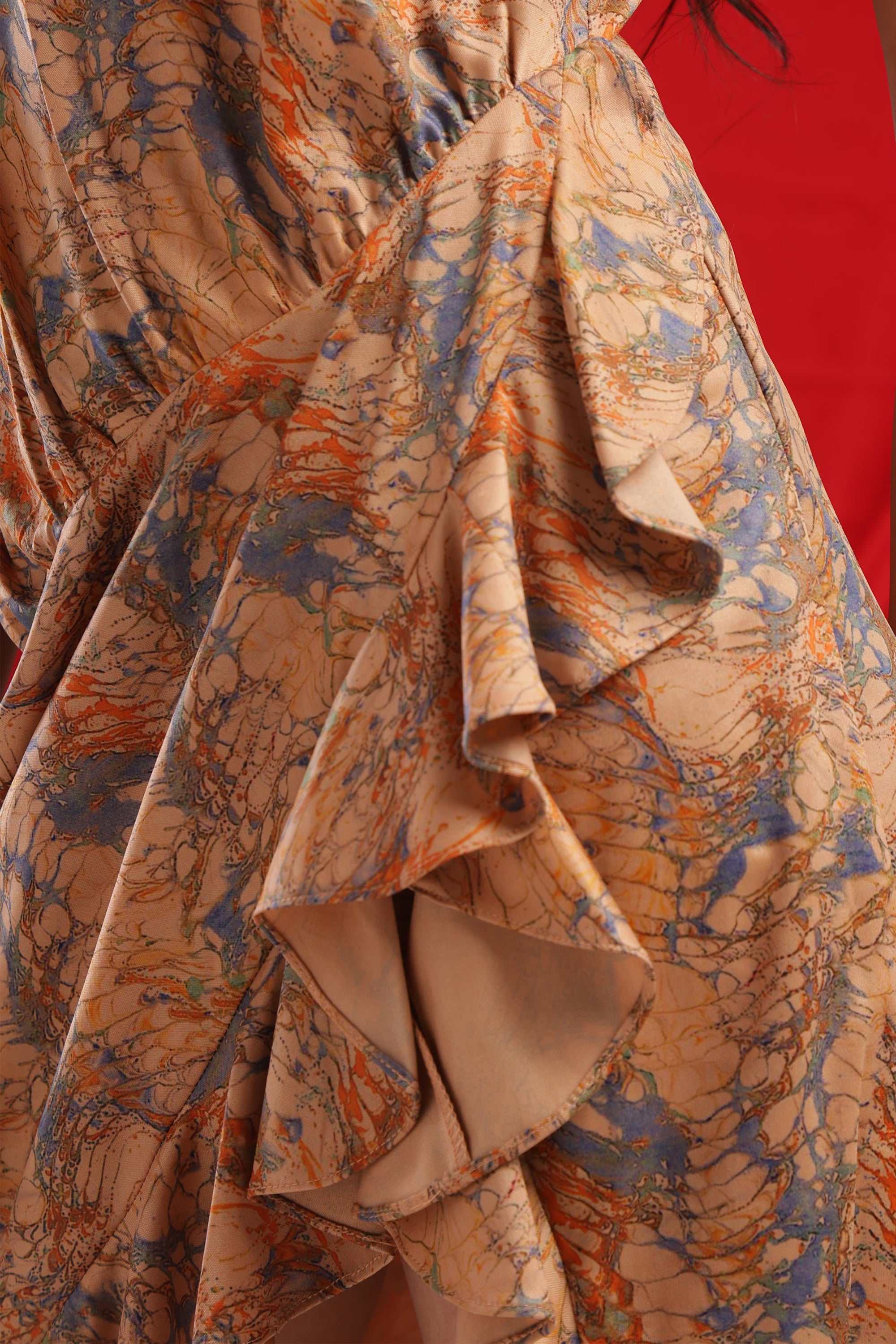 Amber Orange Ruffle Cascade Dress