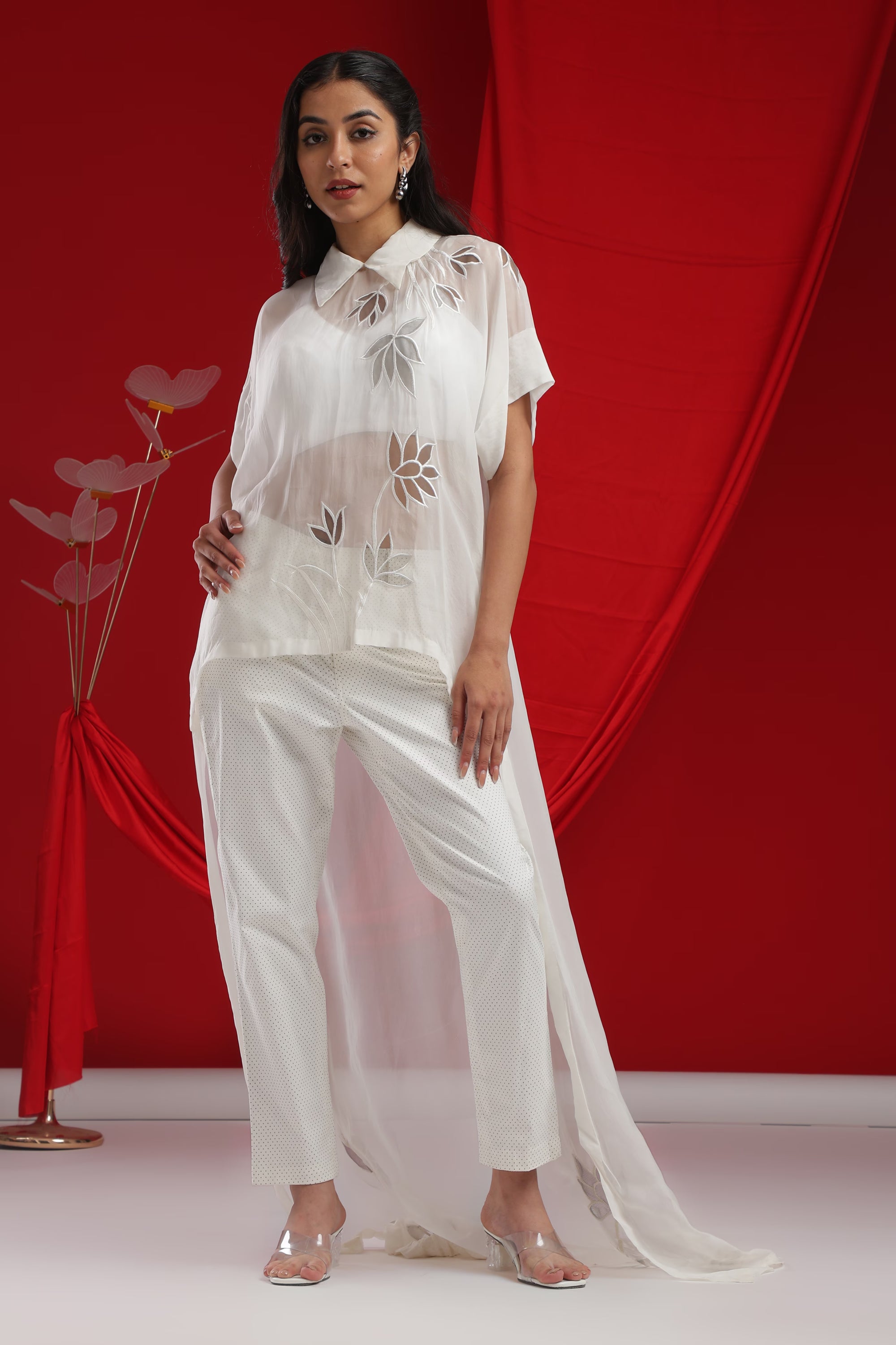 Ivory Botanical Sheer Overlay Set