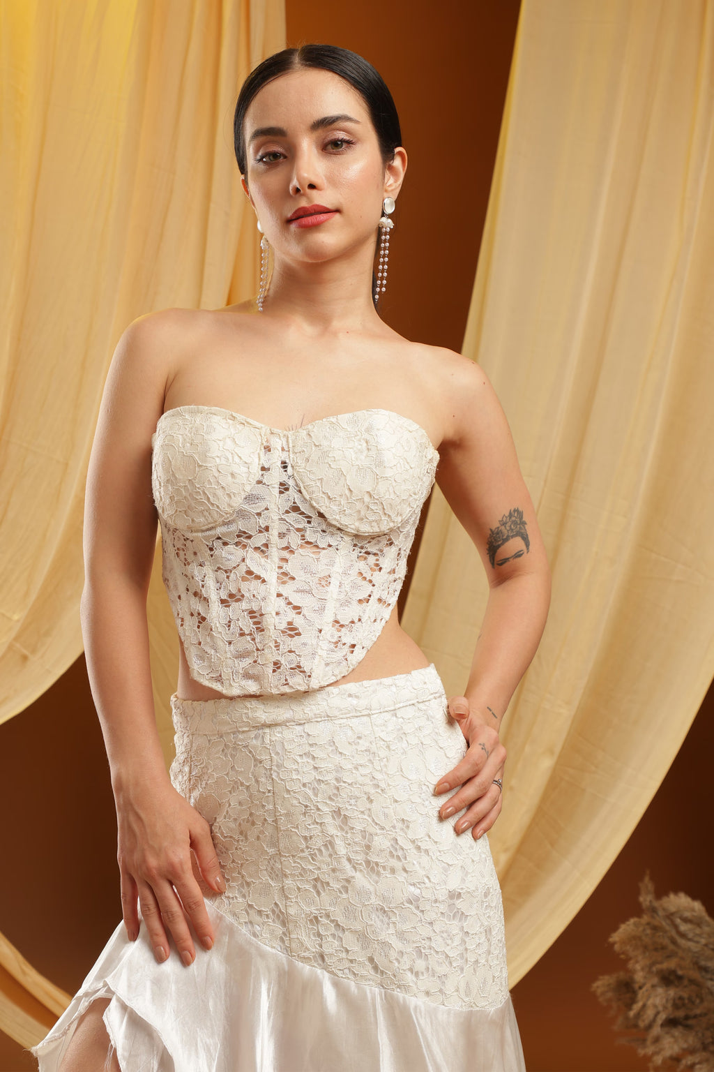 Ivory Lace Corset and Skirt Set