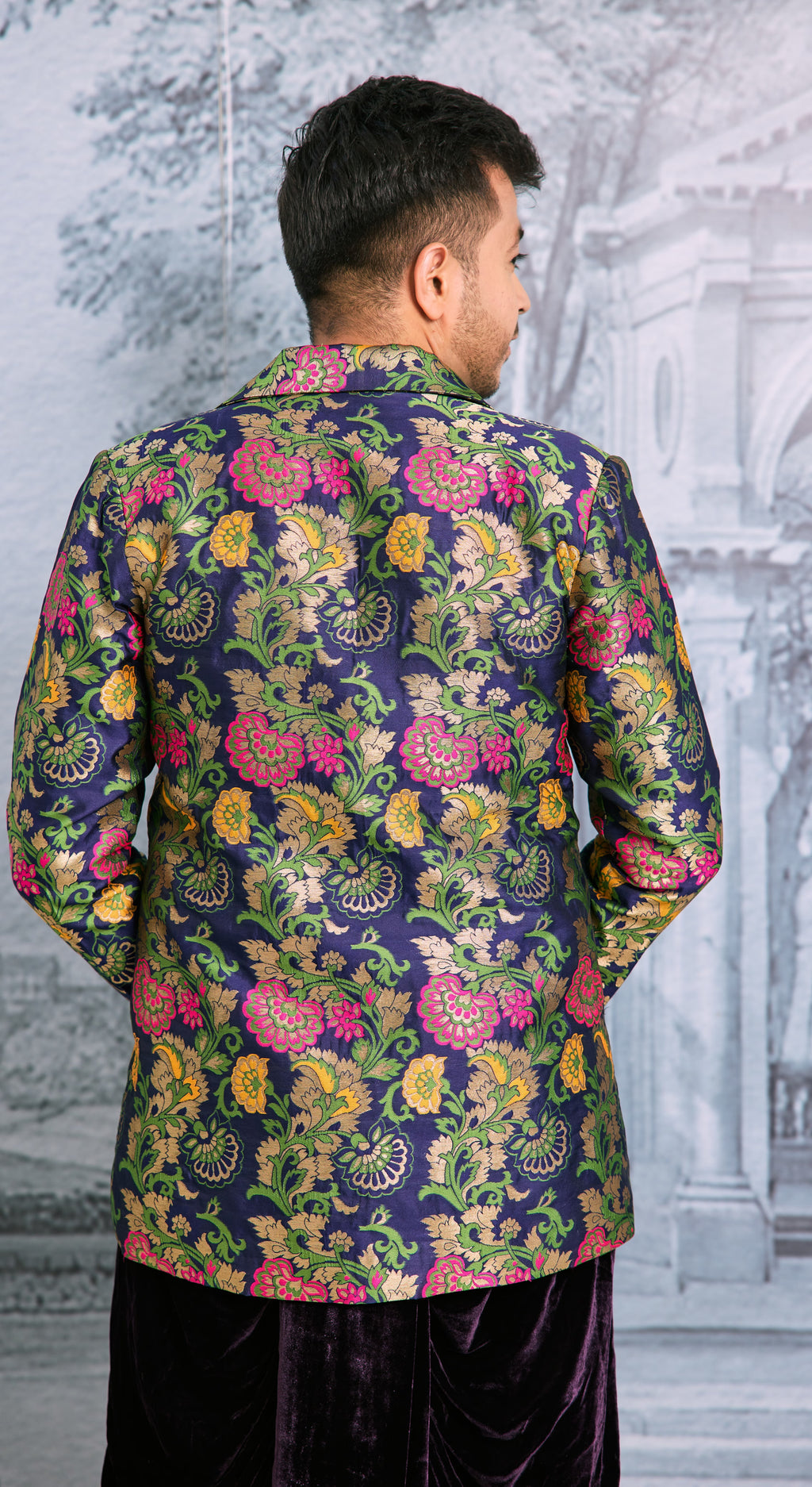 Regal Zari Brocade Jacket with Velvet Dhoti Pants
