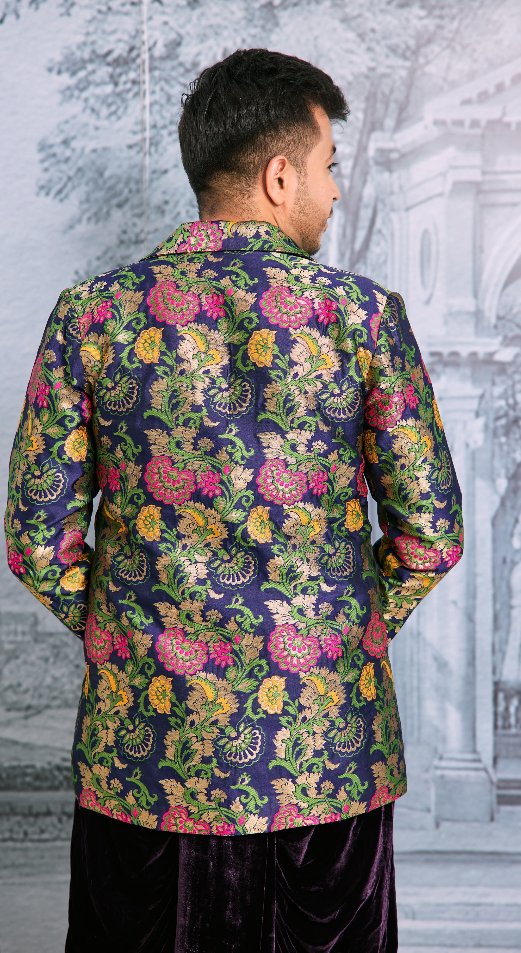Regal Zari Brocade Jacket with Velvet Dhoti Pants