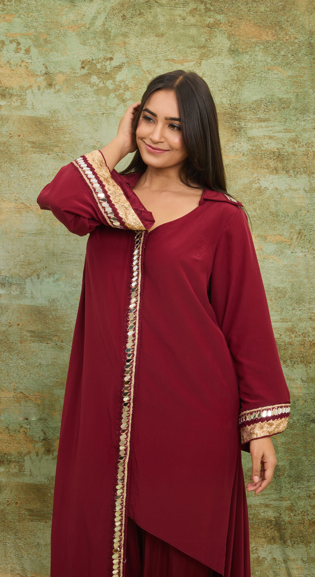 Crimson Mirrorwork Kurta Set