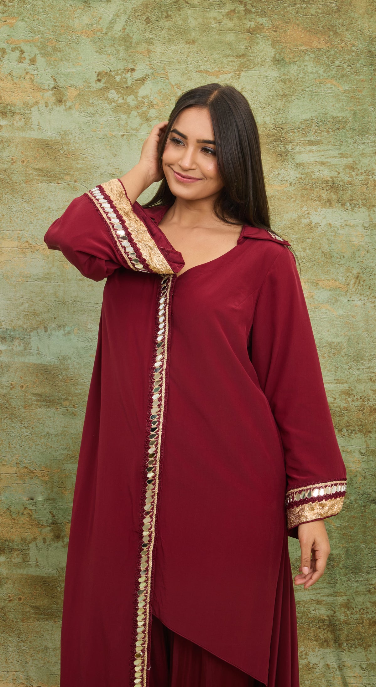 Crimson Mirrorwork Kurta Set