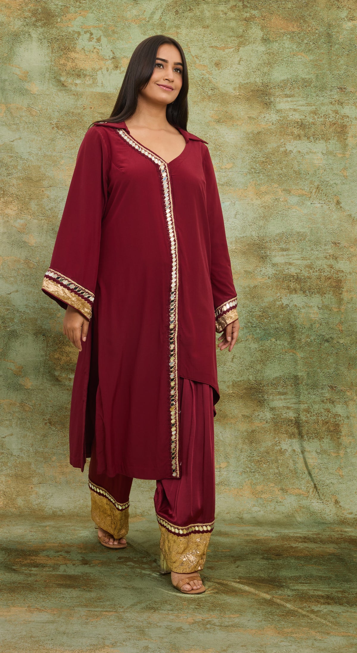 Crimson Mirrorwork Kurta Set