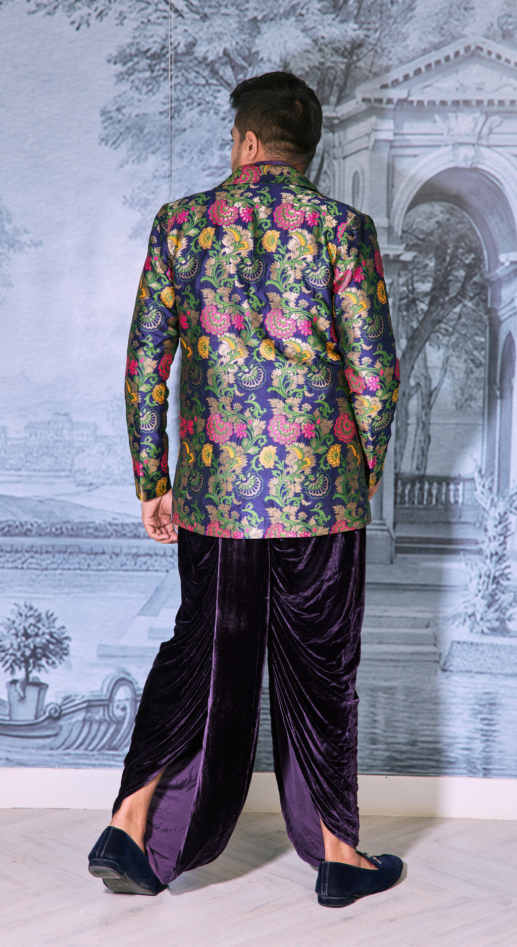 Regal Zari Brocade Jacket with Velvet Dhoti Pants