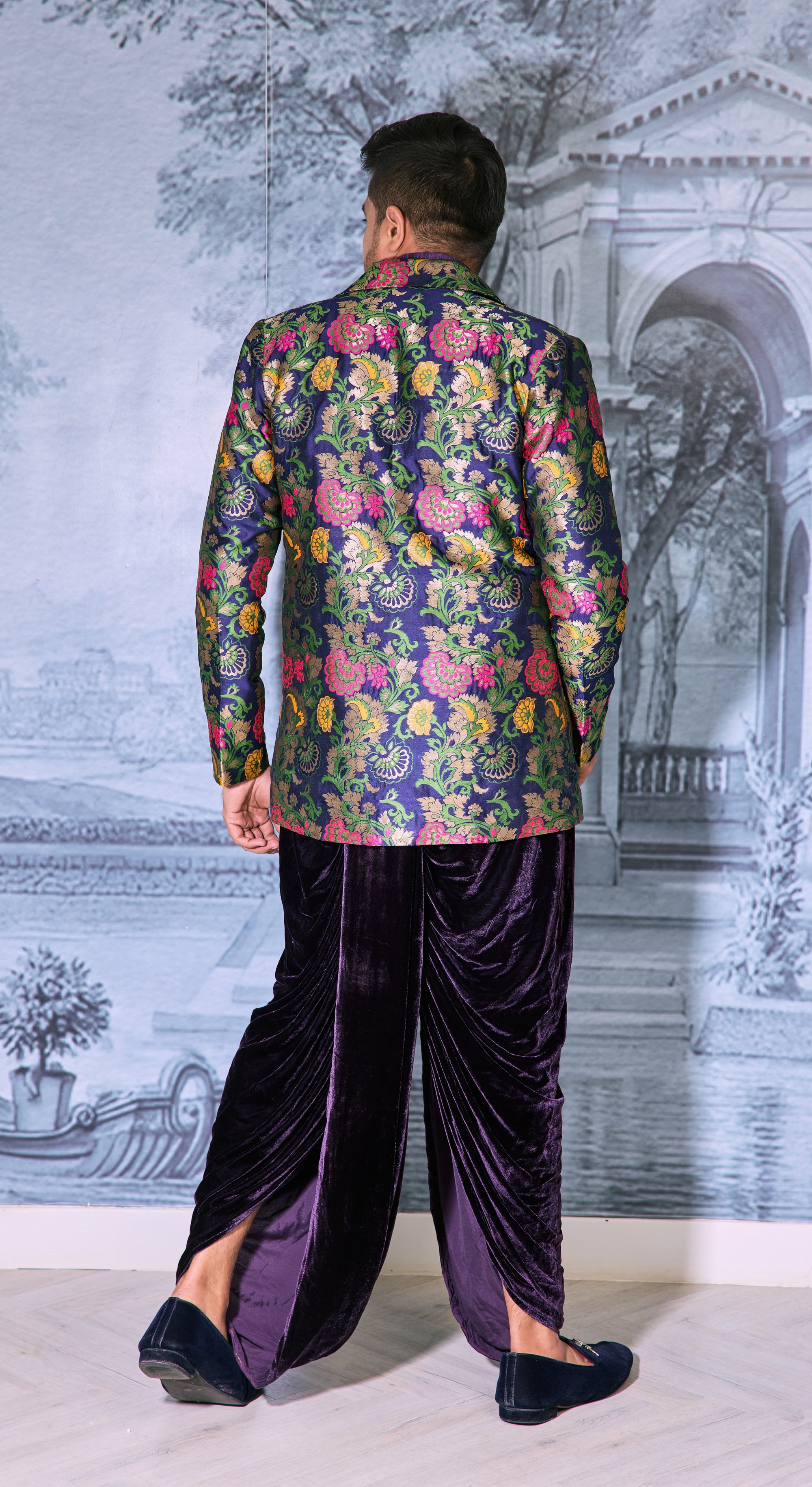 Regal Zari Brocade Jacket with Velvet Dhoti Pants