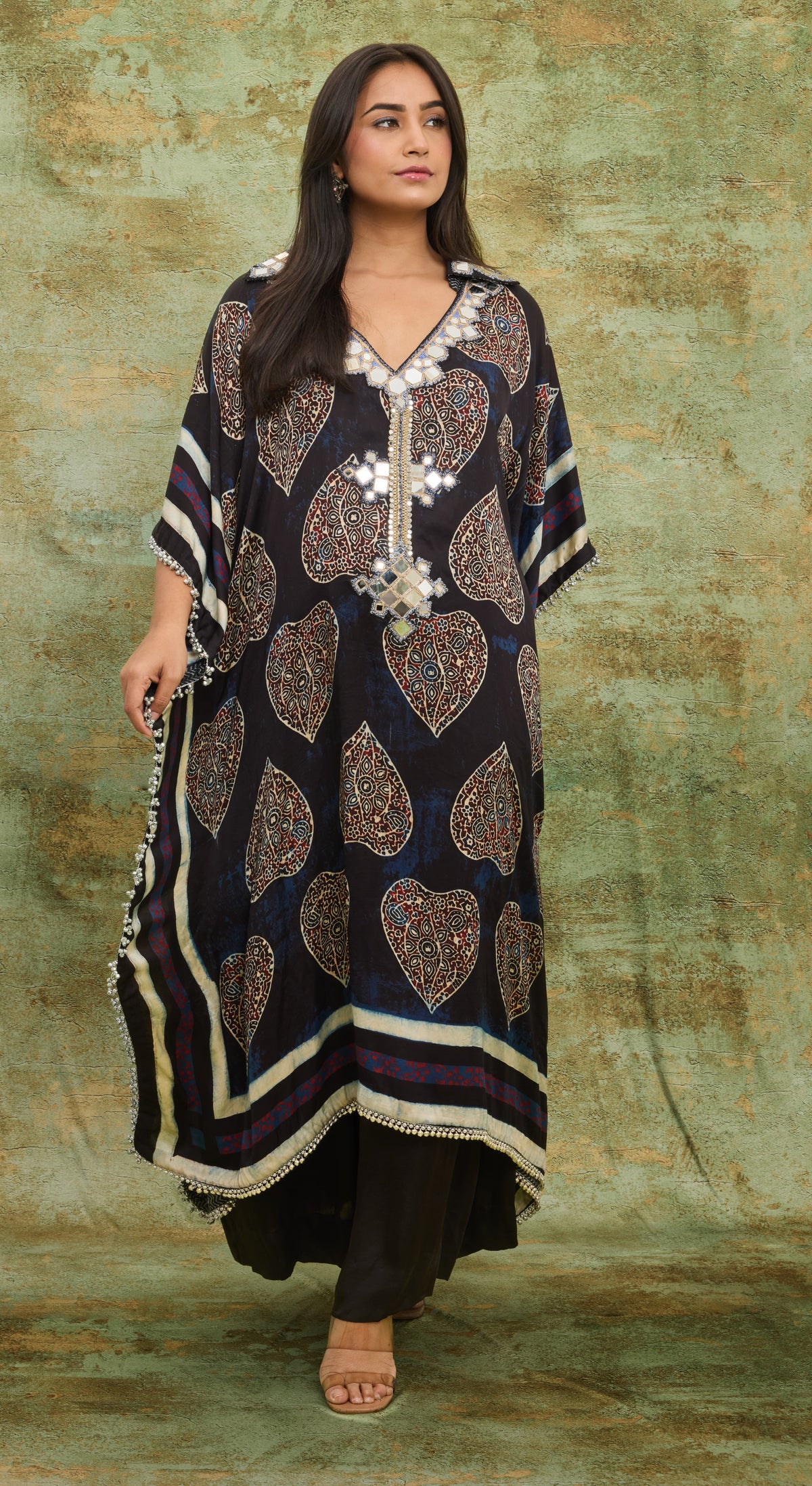 Midnight Paisley Mirror Kaftan Set