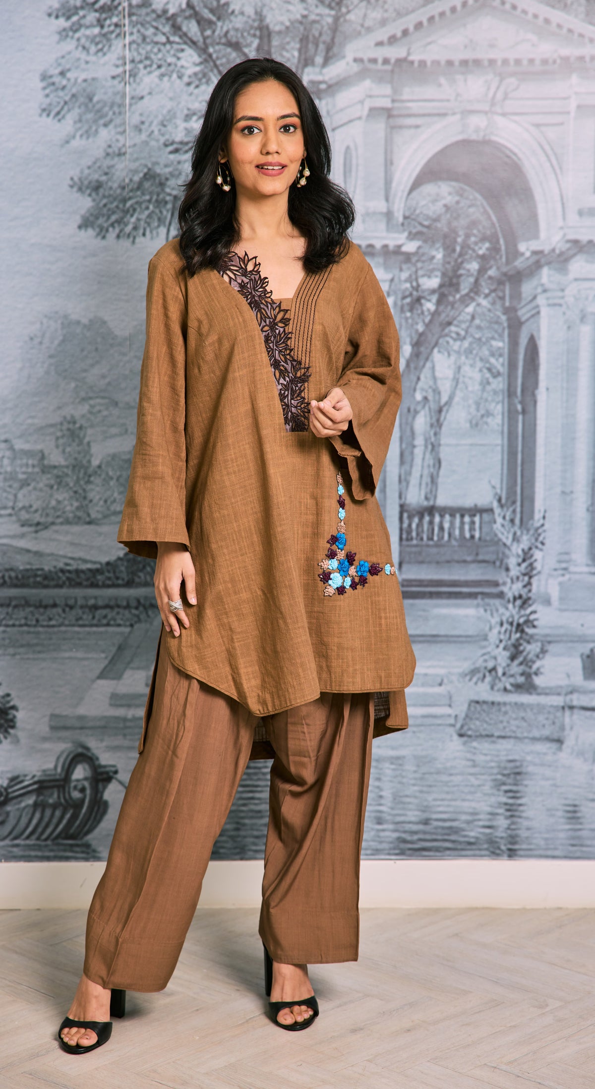 Azure Jay Embroidered Linen Set