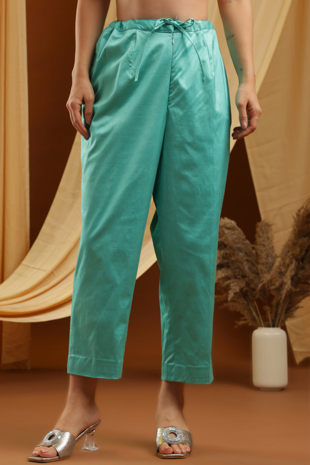 Aqua Asymmetrical Kurta and Pant Set